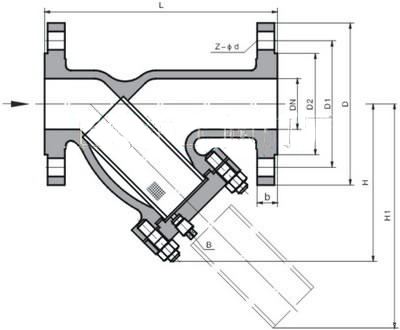 GL41H鑄鋼Y型過濾器結(jié)構(gòu)圖